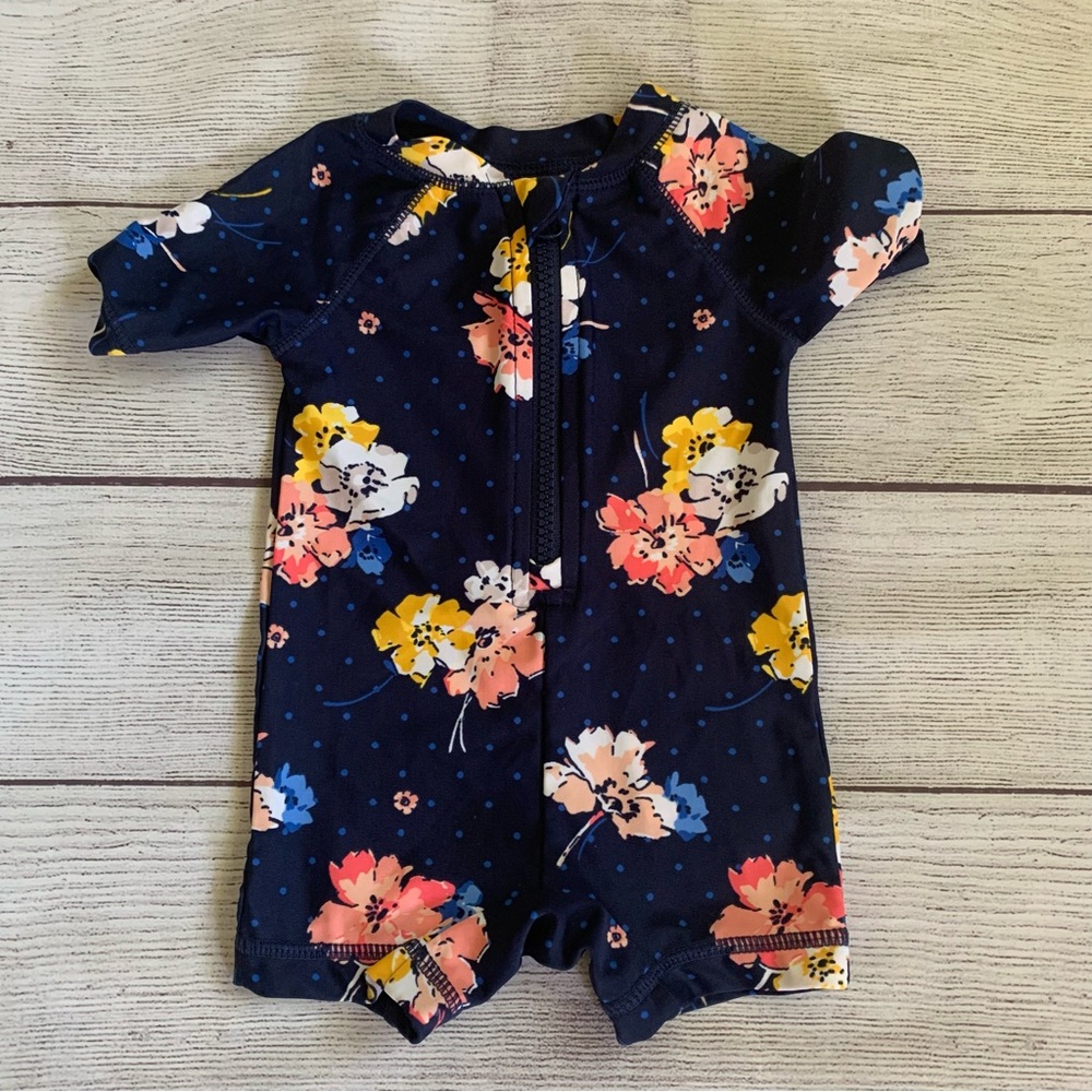 Old Navy Floral Rash-guard Zip Bathing Suit Size 0-3 months